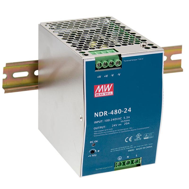 480W Industrial Single Output Industrial DIN RAIL, ACTIVE PFC, 48V