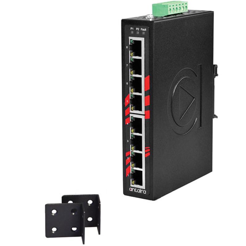 8-Port Unmanaged Industrial Ethernet Switch, 12-48VDC , -40 - 75C