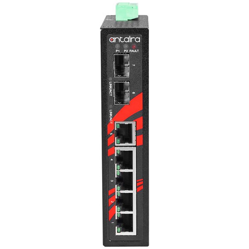 7-Port Unmanaged Industrial Gigabit Switch, 12-48VDC , -40 - 75C