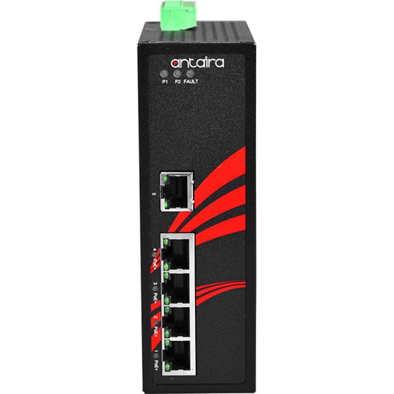5-Port Unmanaged POE Industrial Ethernet Switch, 12-36VDC, -40 - 75C