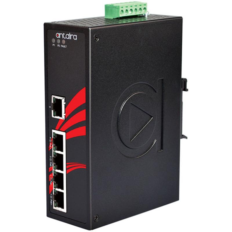 5-Port Unmanaged POE Industrial Ethernet Switch, 12-36VDC, -40 - 75C