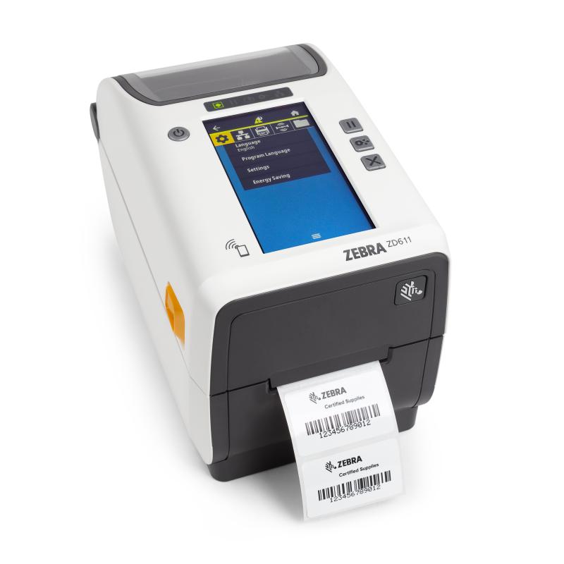 Zebra ZD611T-HC, 12 Punkte(300dpi), Disp. (Farbe), BT, WLAN, Wei&szlig;, Thermotransfer