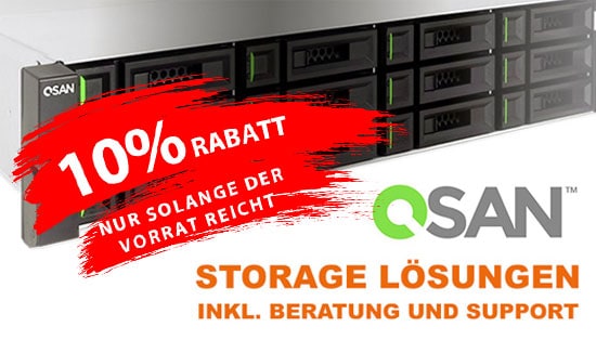 QSAN Storage Systeme mit 10% Rabatt direkt ab Lager lieferbar!